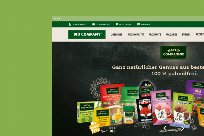 Screenshot der BIO COMPANY Website